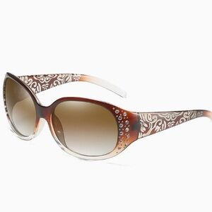 Elegant Brown Patterned Sunglasses with Rhinestones